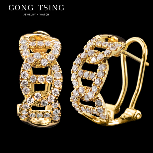 全新鑽石耳飾  18黃K金 共0.60克拉 另有白K金款