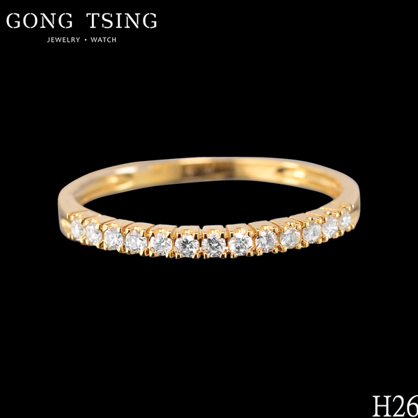 全新鑽石線戒  18黃K金 共0.16克拉 