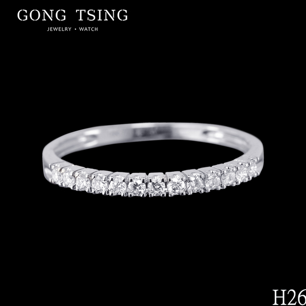 全新鑽石線戒  18白K金 共0.16克拉