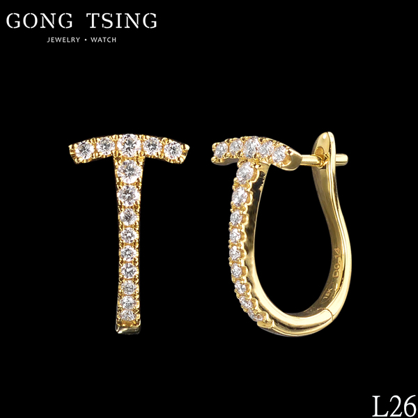 全新鑽石耳飾  18黃K金 共0.28克拉 輕珠寶