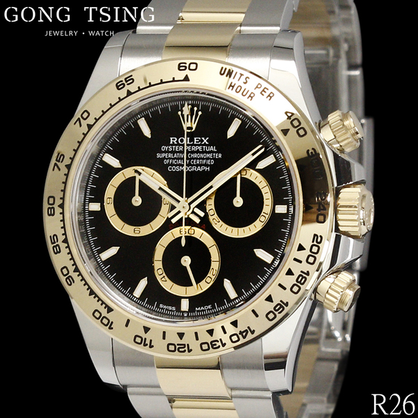 勞力士男錶      ROLEX 126503 DayTona 半金 黑色面盤 40MM 防偽內圈 原廠盒子 全新未使用品 2026年綠卡