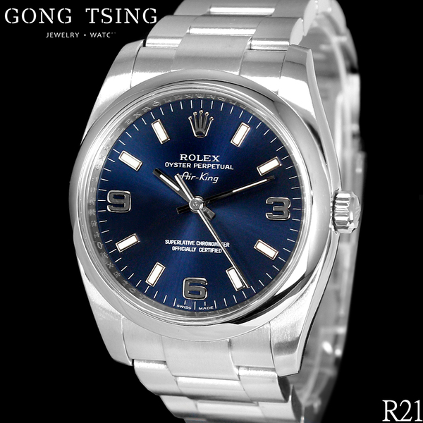 勞力士錶     ROLEX 114200 Air-King  藍色面盤 34MM 原廠盒子 台灣AD保卡
