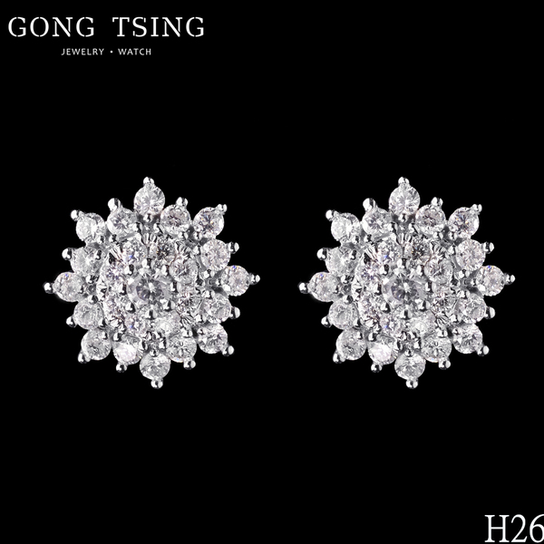 全新鑽石耳飾  18白K金 共0.60克拉 附K金矽膠耳束