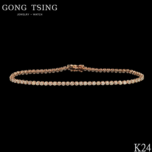 全新鑽石手鍊  18K玫瑰金 共1.00克拉 手環 1克拉 輕珠寶