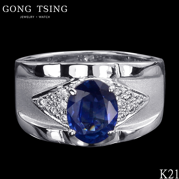 錫蘭藍寶石鑽戒  白K金 2.06克拉 天然藍寶 2克拉 戒指 