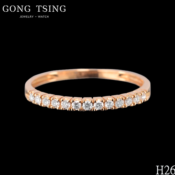 全新鑽石線戒  18K玫瑰金 共0.16克拉