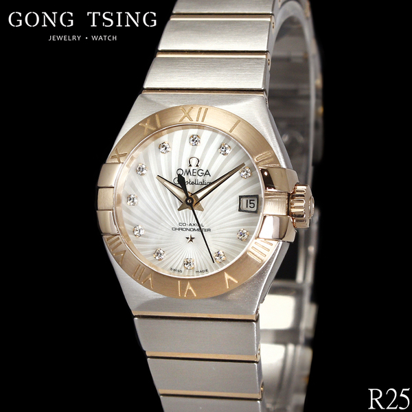 歐米茄女錶 OMEGA 星座系列 12320272055001 12鑽珍珠母貝面盤 台灣公司貨 半玫瑰金 全配