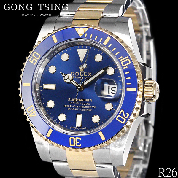 勞力士男錶    ROLEX 116613LB 潛航者 半金藍水鬼 40mm 3135自動上鍊 2019年保卡