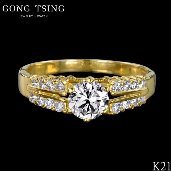 鑽石女戒指  黃K金鑽戒 0.68克拉