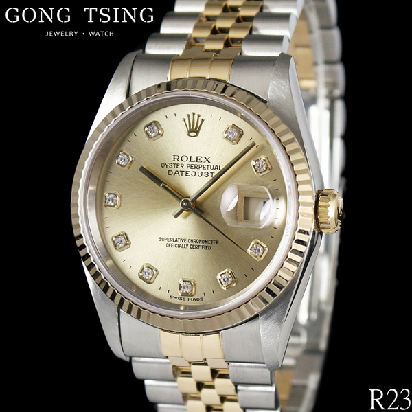 勞力士男錶     ROLEX 16233 原廠包台十鑽 半金男錶 36MM 新款錶耳無洞 3135自動機芯