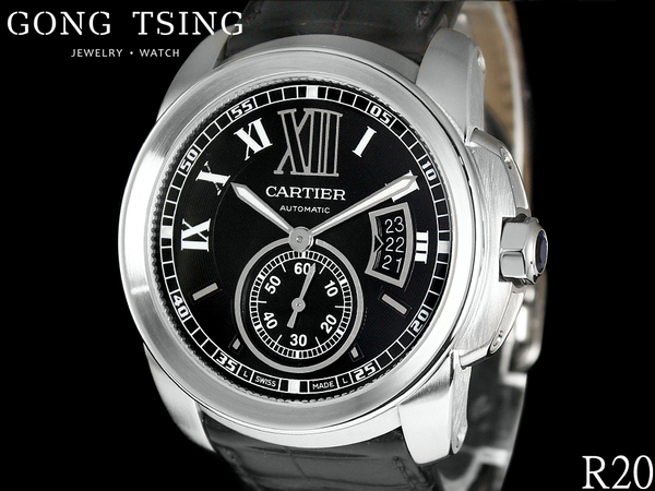 卡地亞男錶 CARTIER CALIBRE DE系列 W7100041 黑色面盤 原廠盒單 附全新原廠錶帶