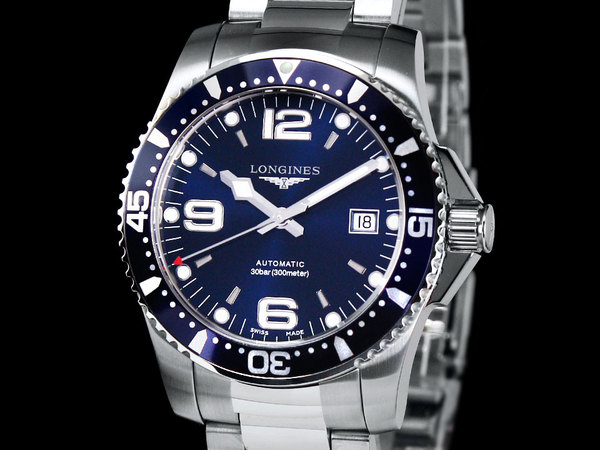 浪琴潛水男錶  LONGINES L3.642.4.96.6 HydroConquest 康卡斯潛水 Cal.L633 自動上鍊 單向旋轉藍色錶框 防水300m 藍色面盤 