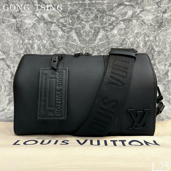LV波士頓包  City Keepall 黑色 Aerogram粒面 小牛皮 側背包 M59255