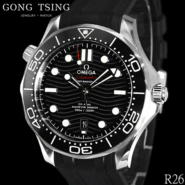 歐米茄男錶     OMEGA 21032422001001 海馬系列 橡膠錶帶 黑面紅字 300米 全新未使用品 2026年最新保卡