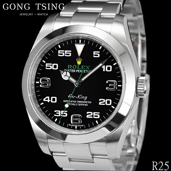 勞力士男錶     ROLEX AirKing 空中霸王 116900 黑色面盤 綠針 40MM 已停產 原廠盒子 綠色保卡