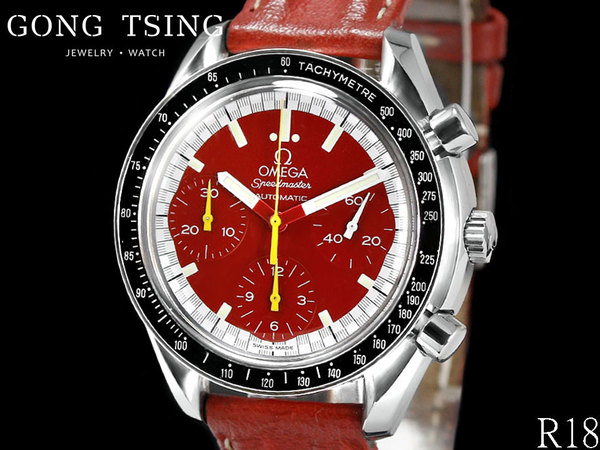 歐米茄女錶    (OMEGA) 超霸系列  3810.61.41 計時碼錶 39MM 紅色面盤 原廠皮錶帶