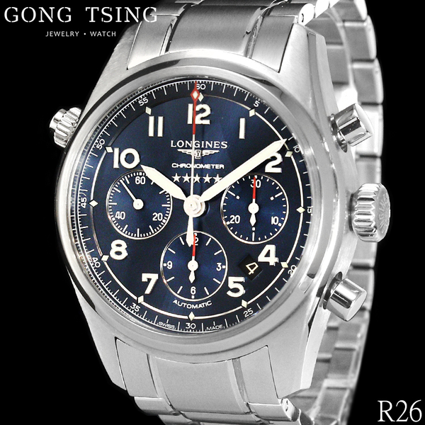 浪琴錶男錶     LONGINES L38204930 藍色面盤 原廠不鏽鋼錶帶 42MM 天文台認證 國內保卡 全配