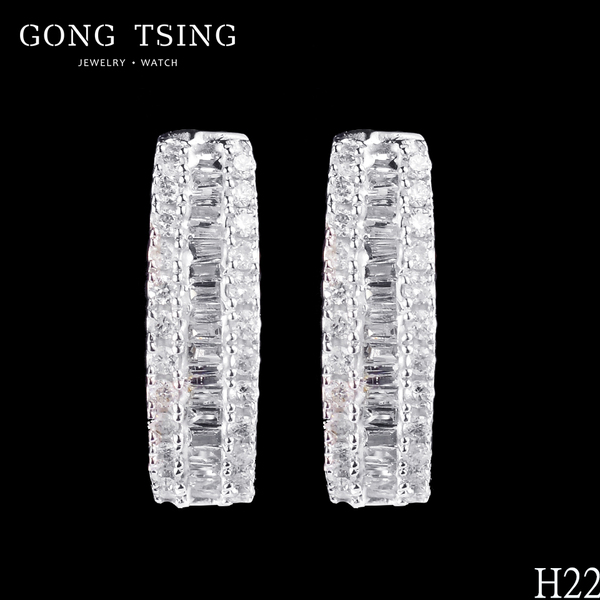 全新鑽石耳飾  白金PT900 共0.52克拉 圈形耳環 鉑金