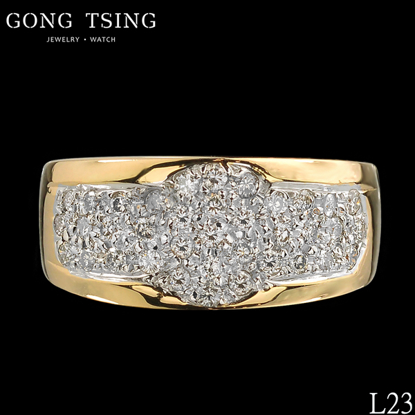 鑽石女戒指  黃白K金 共約0.37克拉 拼鑽戒指