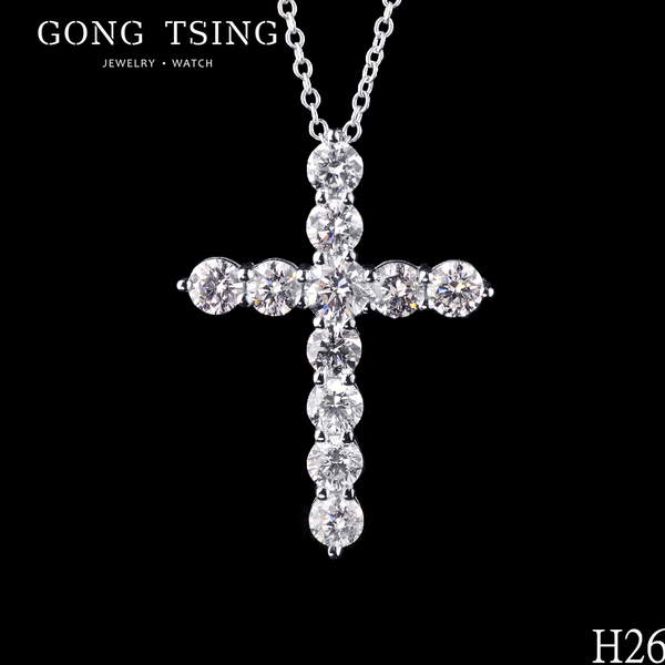 全新十字架鑽墜  18白K金 共0.96克拉 十字架墜子