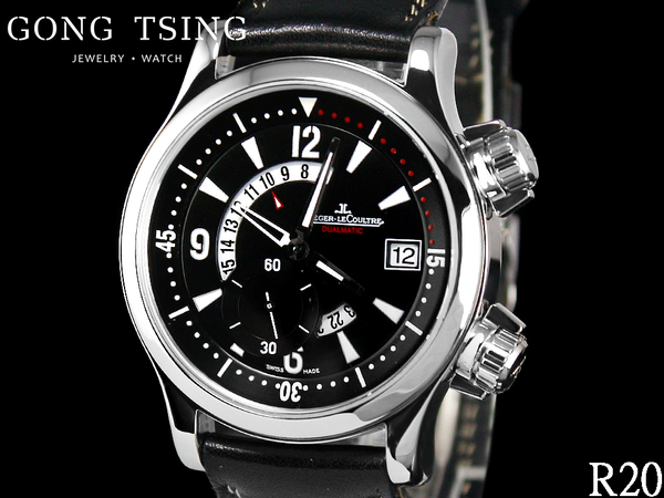 積家男錶      Jarger-LeCoultre 146.8.02 Q1738470 黑色面盤 24小時顯示 GMT兩地時間