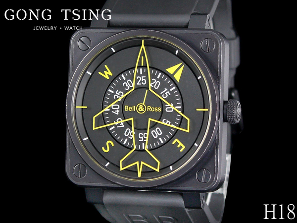 柏萊士男錶  (Bell&Ross) 原廠自動上鍊機芯 限量999只 黑色PVD不鏽鋼錶殼 航向指示器 