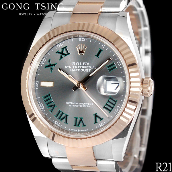 勞力士男錶     ROLEX 126331 綠羅馬面盤 玫瑰半金 大阪帶 台灣公司貨 一手錶未整理 2020年