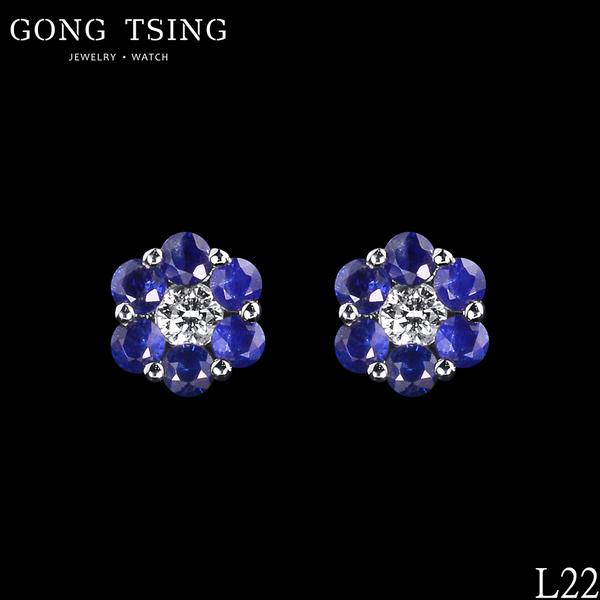 全新藍寶鑽耳飾  18白K金 共0.66克拉 耳環 輕珠寶