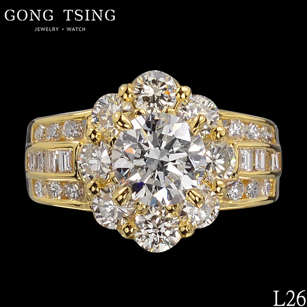 鑽石女戒指  黃K金 1.12克拉 1克拉 鑽戒