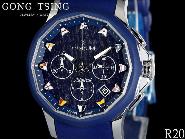 崑崙男錶       CORUM 海軍上將系列 A984/03597 藍色面盤 計時碼錶 台灣公司貨 近全新 2020/6月國內保卡