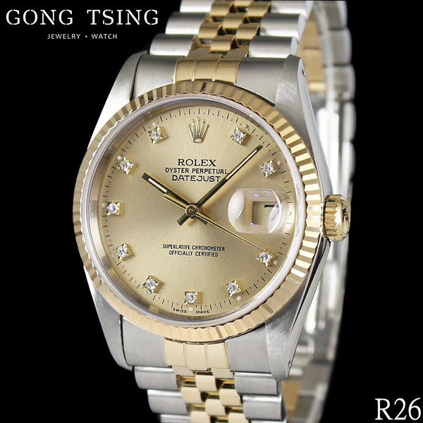 勞力士男錶     ROLEX 16233 原廠十鑽面盤 半金男錶 36MM 五株錶帶