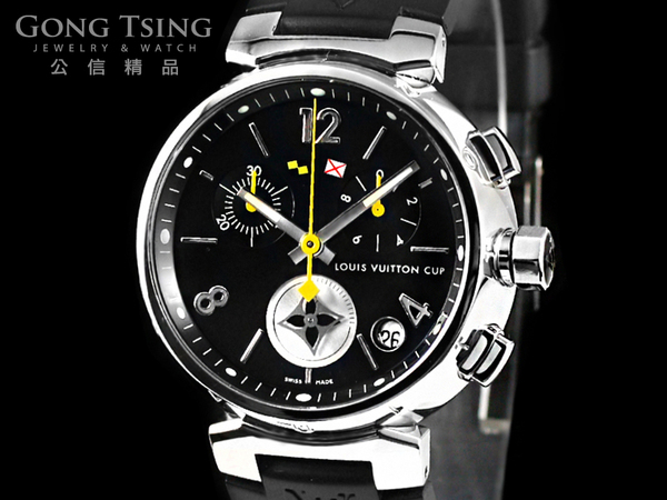 路易威登錶  (LOUIS VUITTON) Q11BG LV錶 黑色面盤 原廠LV壓花橡膠錶帶 原廠盒子 保單