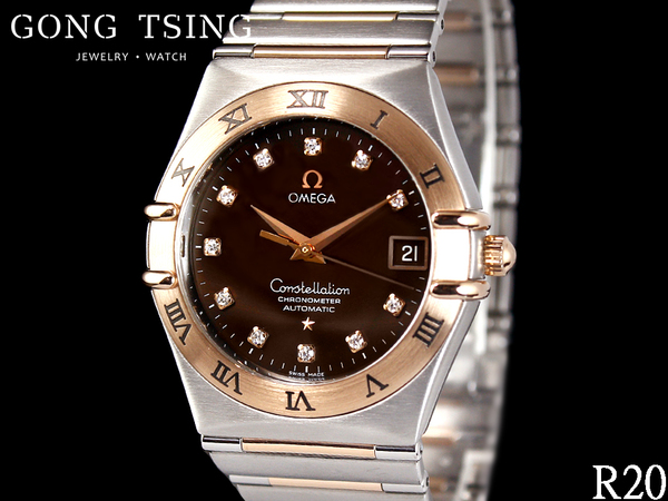 歐米茄女錶 OMEGA 1301.60.00 星座系列 巧克力面 玫瑰半金 原廠鑽石面盤 原廠盒子 國內保卡
