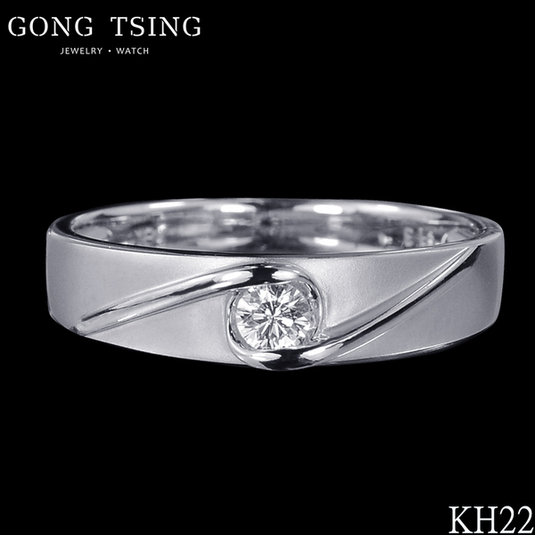 鑽石男戒指  白K金 約0.13克拉 鑽戒 中性戒指
