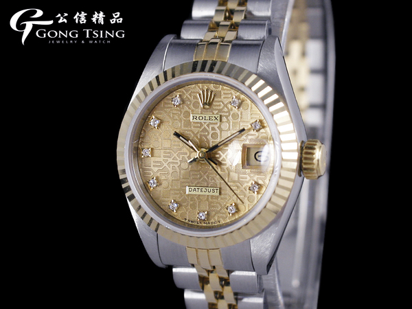 勞力士女錶  (ROLEX) 69173 半金女錶 原廠紀念十鑽面盤 新款錶耳無洞