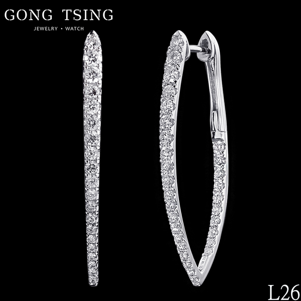 全新鑽石耳飾  18白K金 共1.20克拉 前後鑲鑽