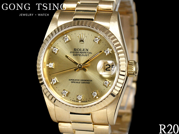 勞力士錶       ROLEX 68278 中性錶 原廠黃K金 30MM 原廠十鑽面盤 盒子 國內保單